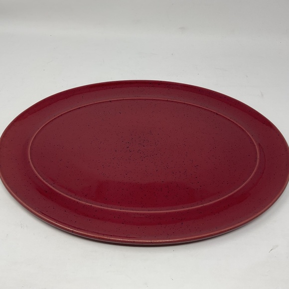 Denby Harlequin (retired) Stoneware 14” Red Oval Serving Platter - Picture 1 of 4